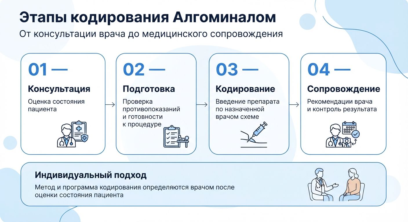 Кодирование препаратом «Алгоминал» в городе Сатка инфографика